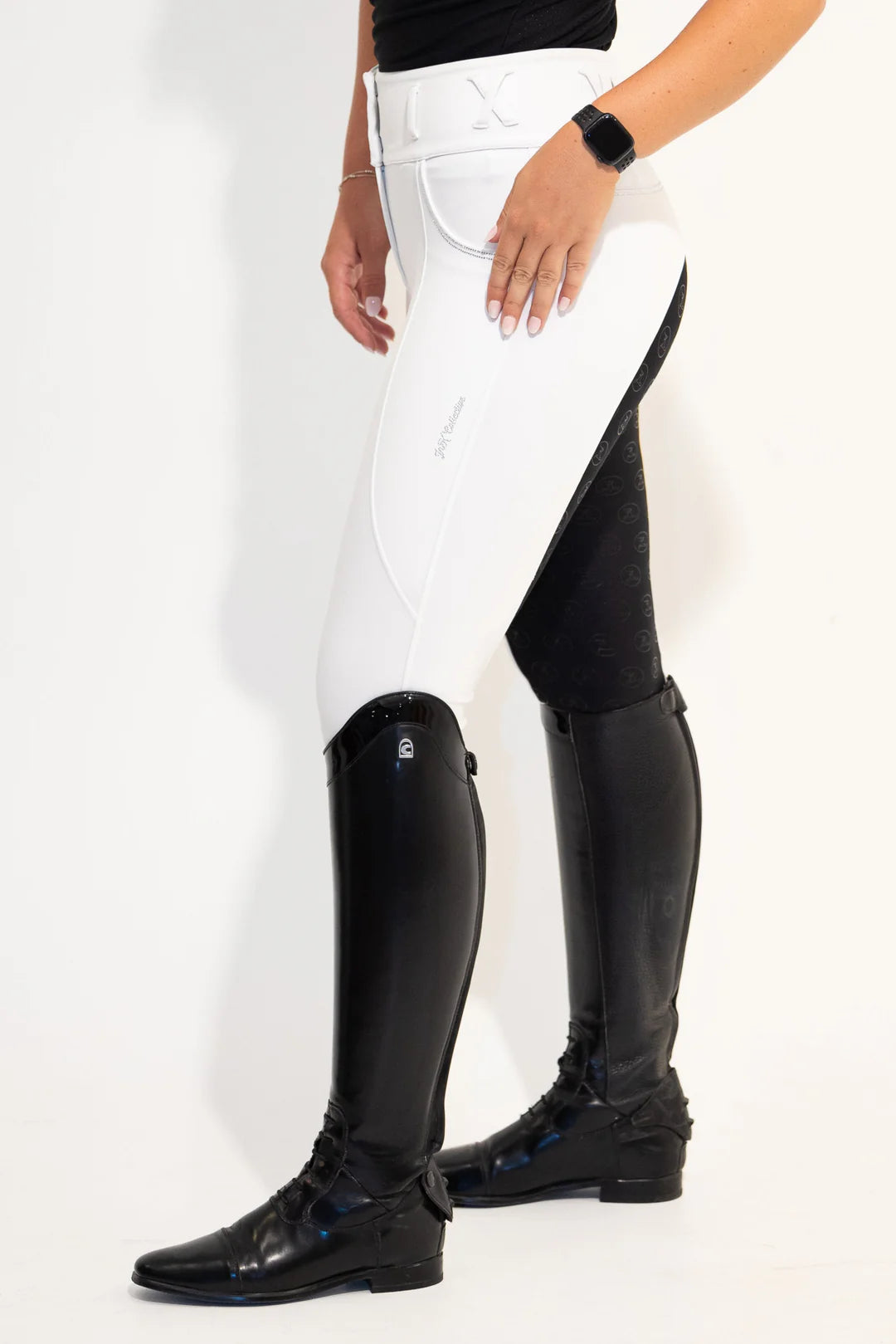 JnK Competition Breeches - Diamond Snow White with Black Seat