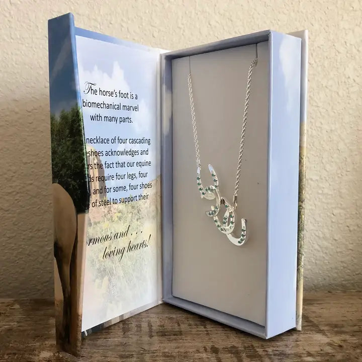 Carol Young Silver Horseshoes Cascading Necklace
