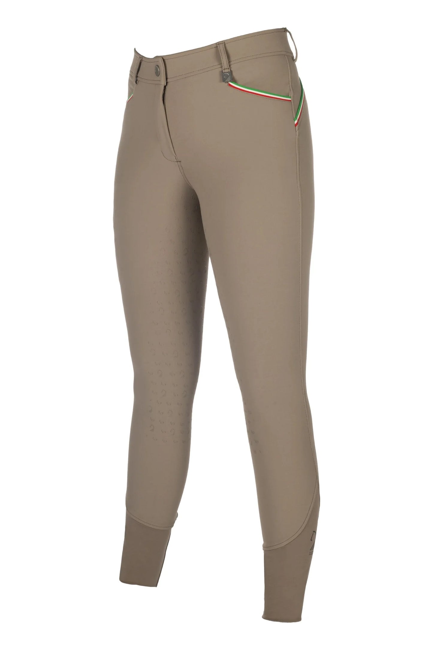 HKM Laura Garrelli Riding Breeches Full Seat - Livigno Sportive - White & Taupe