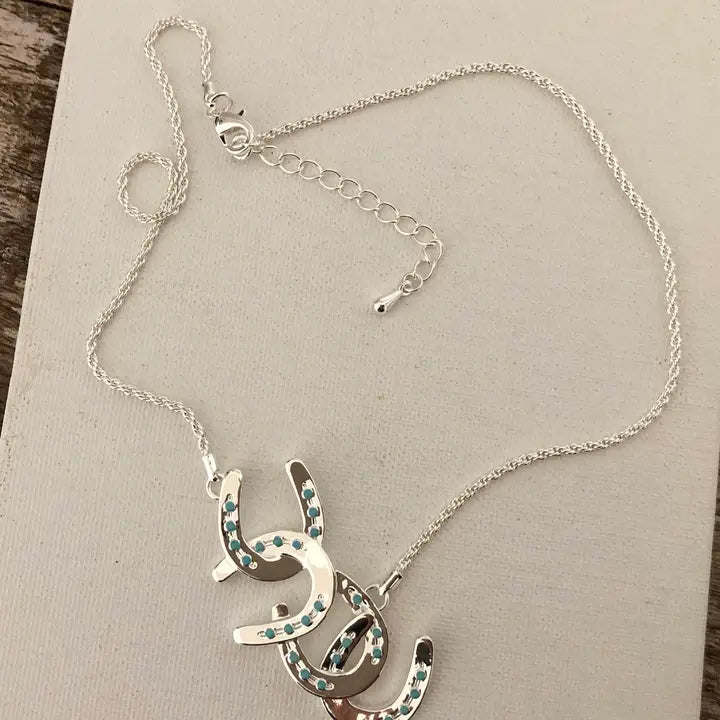Carol Young Silver Horseshoes Cascading Necklace
