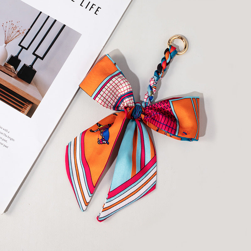SALLY Horse Print Silk Scarf Keyring/Bag Charm