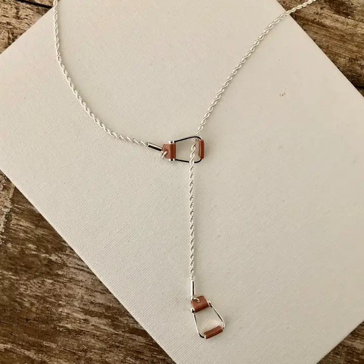Carol Young Silver Saddle Stirrup "Y" Necklace