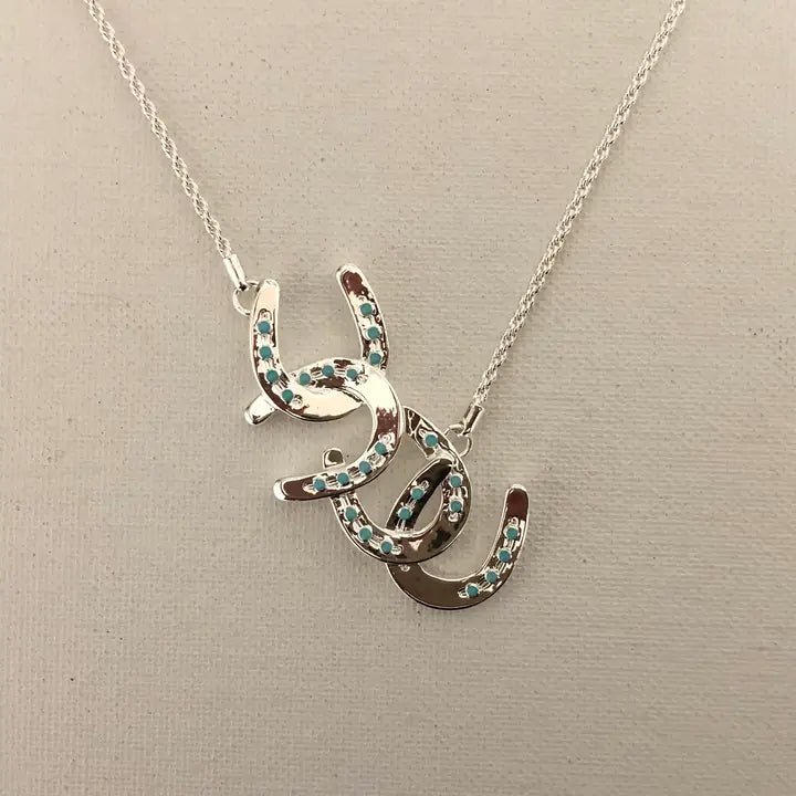 Carol Young Silver Horseshoes Cascading Necklace