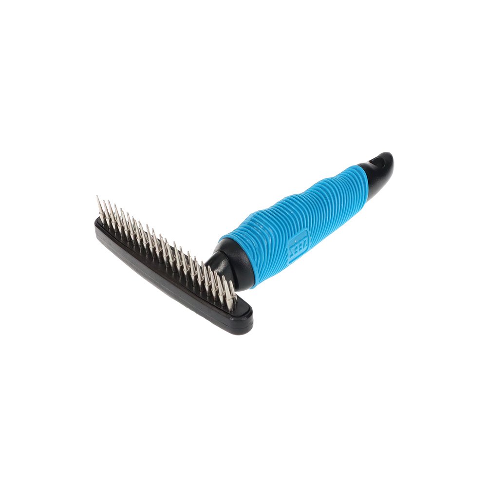 Zeez Comfort Double Row Rotating Teeth Undercoat Rake - 39 Teeth