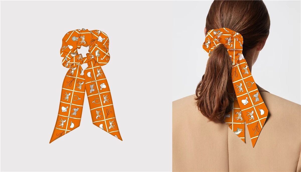 CARTER Scrunchie Twilly Combo Horse Design Hair Tie with Ribbon