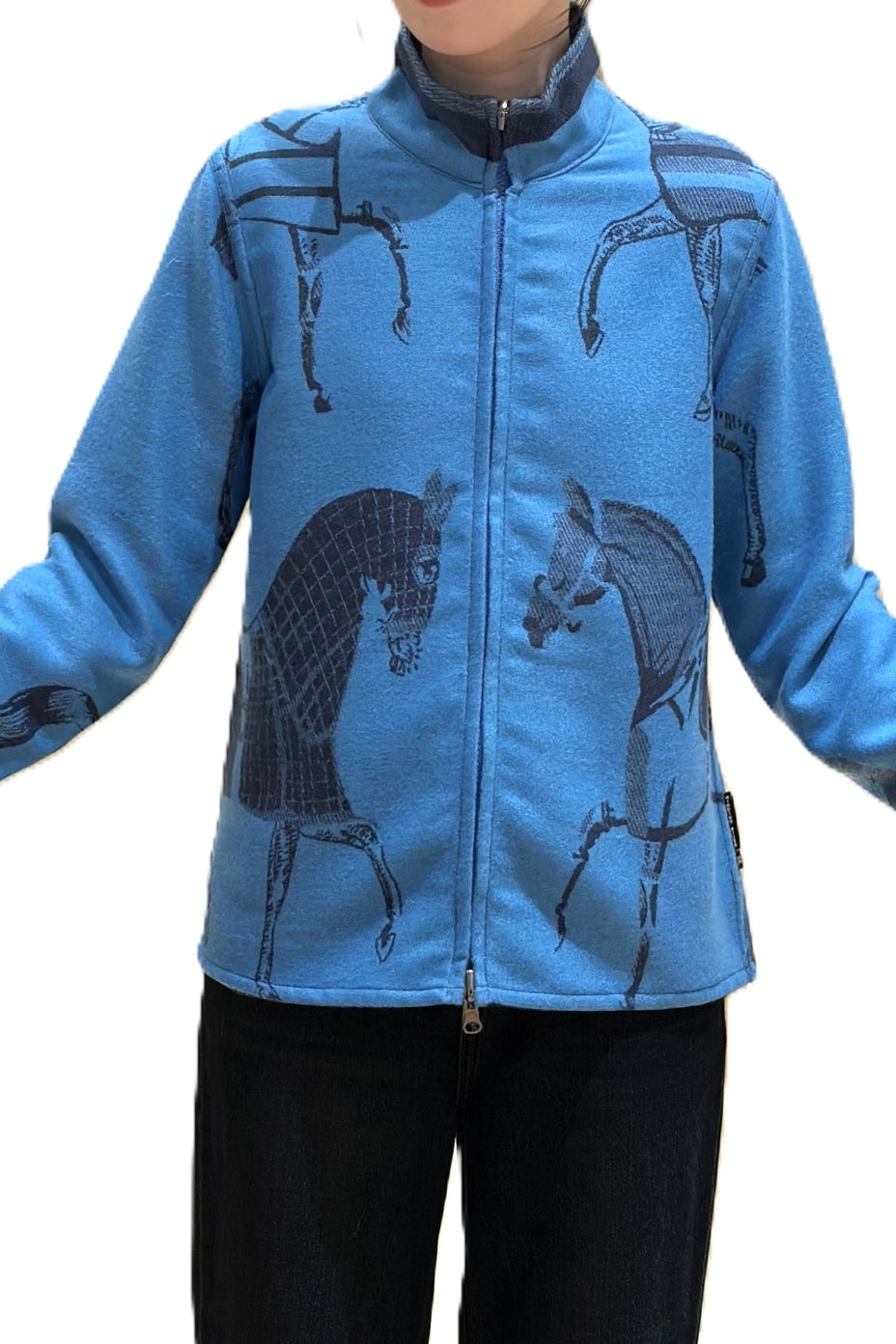 Winding River Equestrian Trotter Reversible Zipper Sweater - Black/Blue