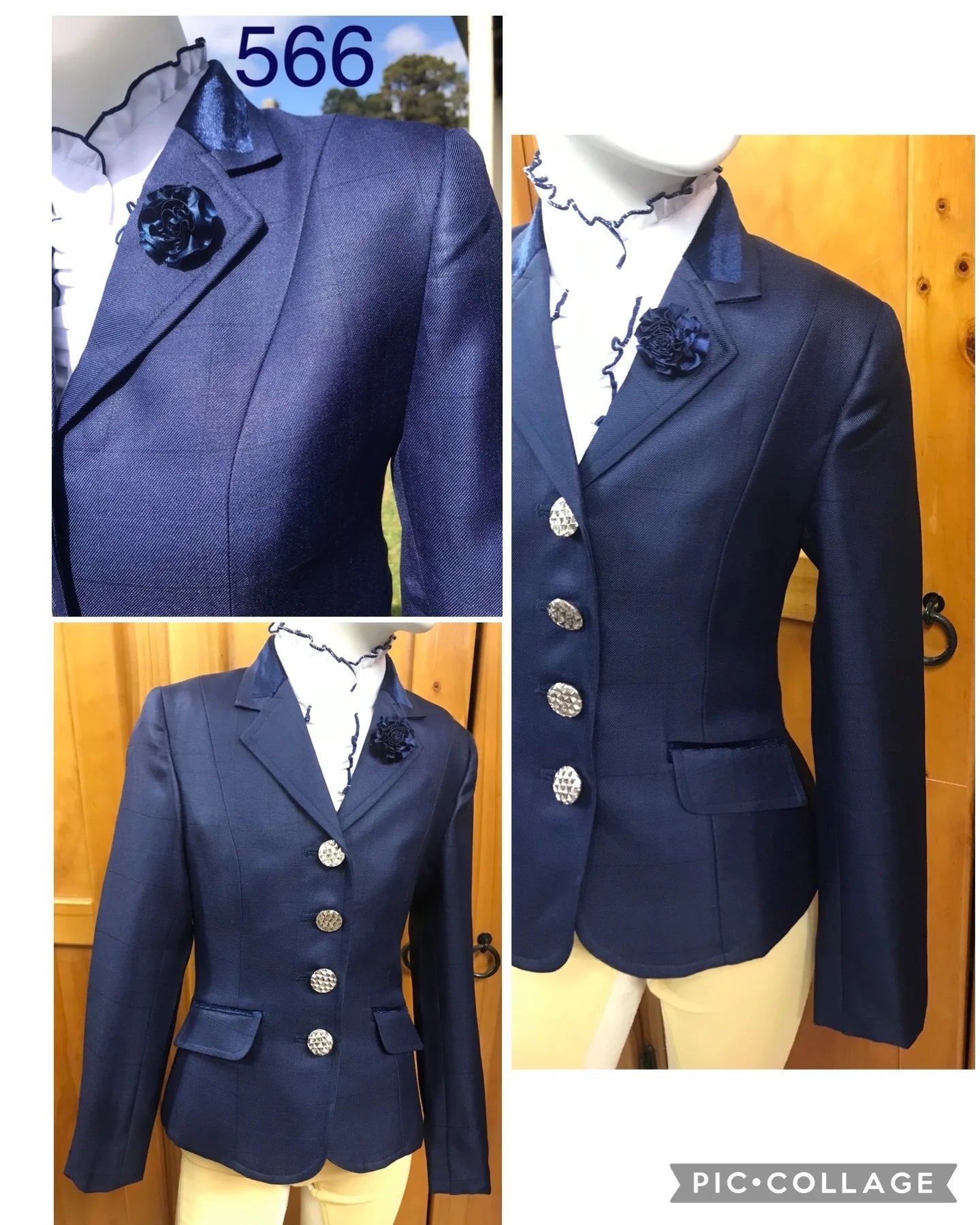 Top Shelf Childs Navy Fine Self Check Hunter Jacket - Childs Size 12 Only