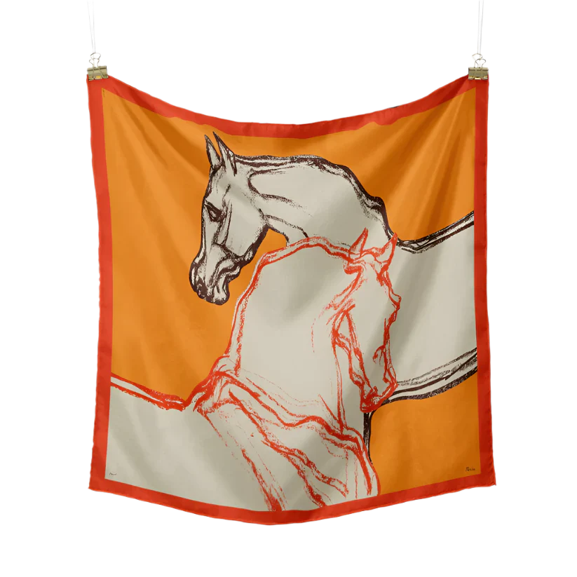 CHLOE Horse Design Twill Scarf