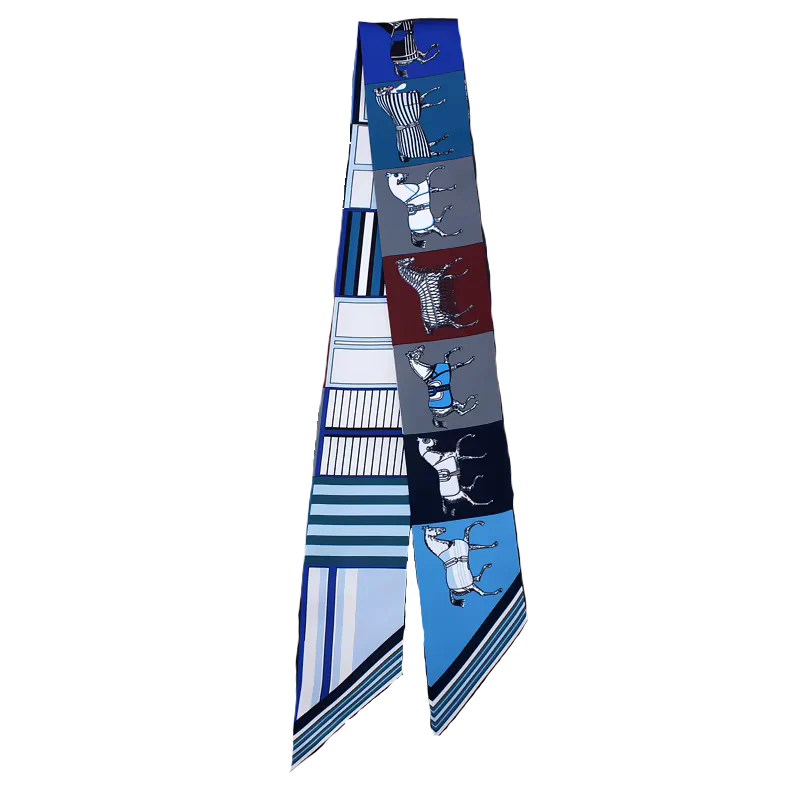 FELICITY Horse Design Twilly Scarf, Hair or Handbag Tie - 85x5cm