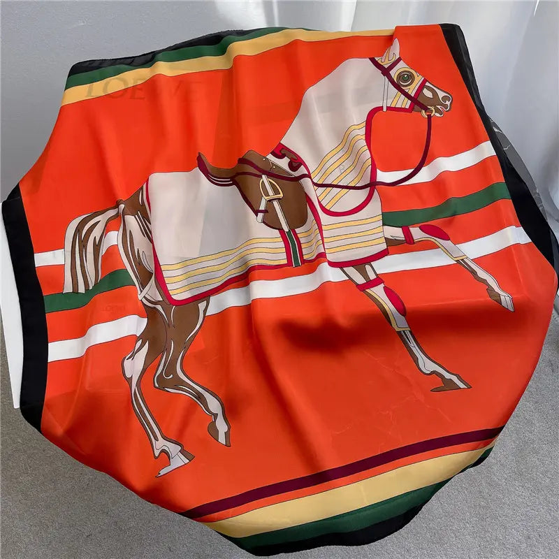 MAREN 70 Horse Design Satin Scarf - 70 x 70cm