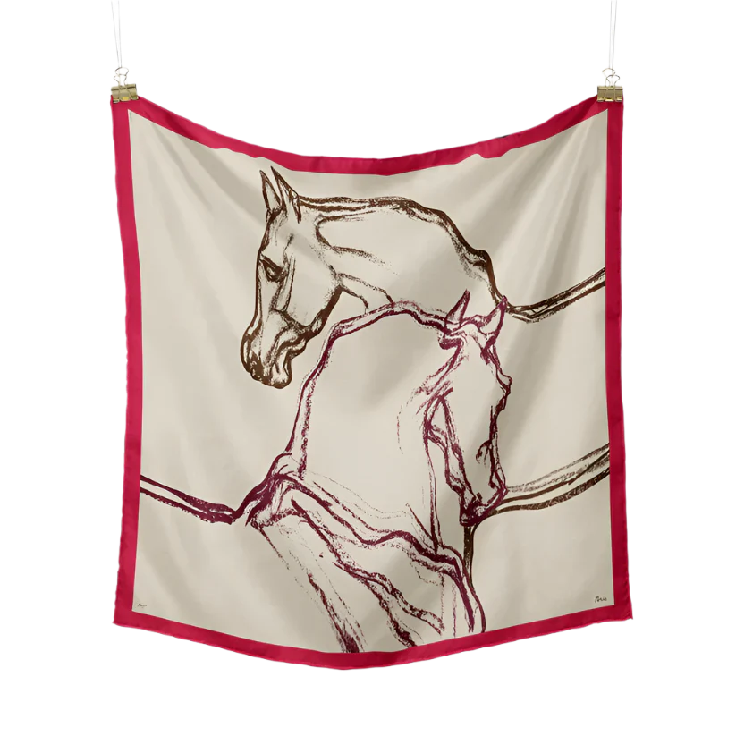CHLOE Horse Design Twill Scarf