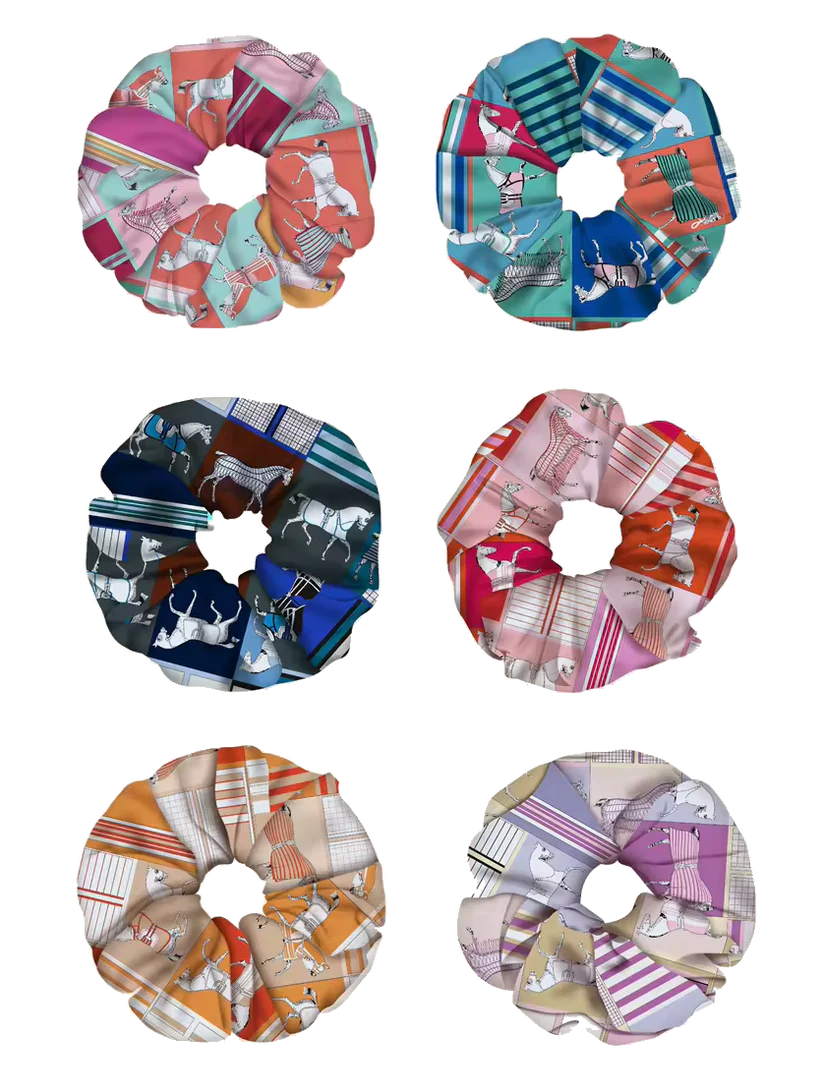 FELICITY Horse Design Twill Scrunchie