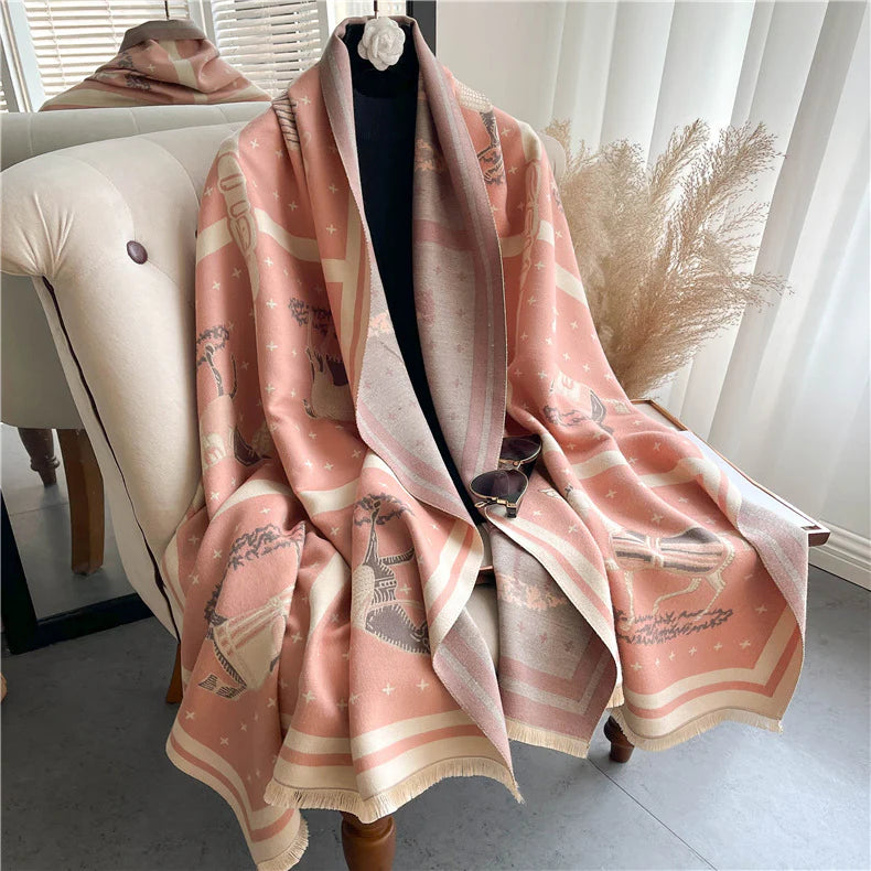 MERILYN Horse Design Cashmere Blend Pashmina/Shawl - 180x65cm