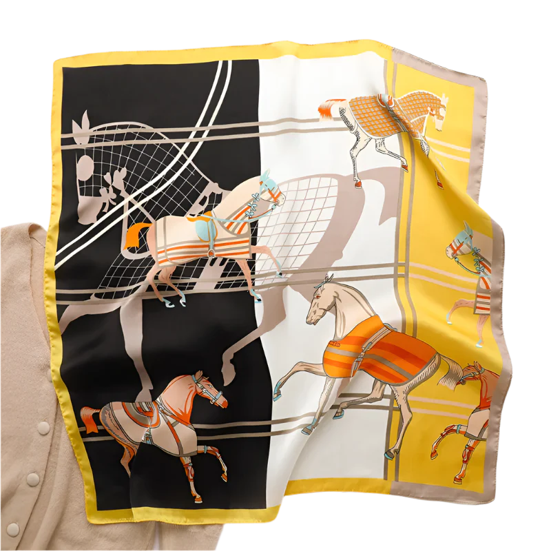 VIVIAN Horse Design Satin Scarf