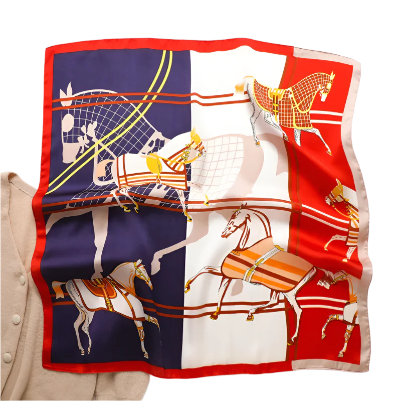 VIVIAN Horse Design Satin Scarf
