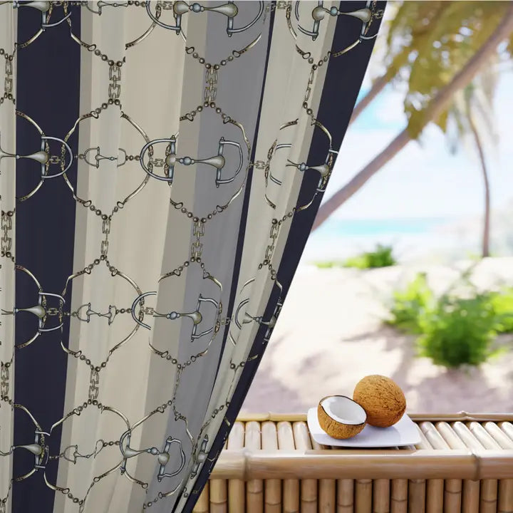 All Designs Equine - Black Out Navy Bit and Reins Curtain Panel (1 Piece)