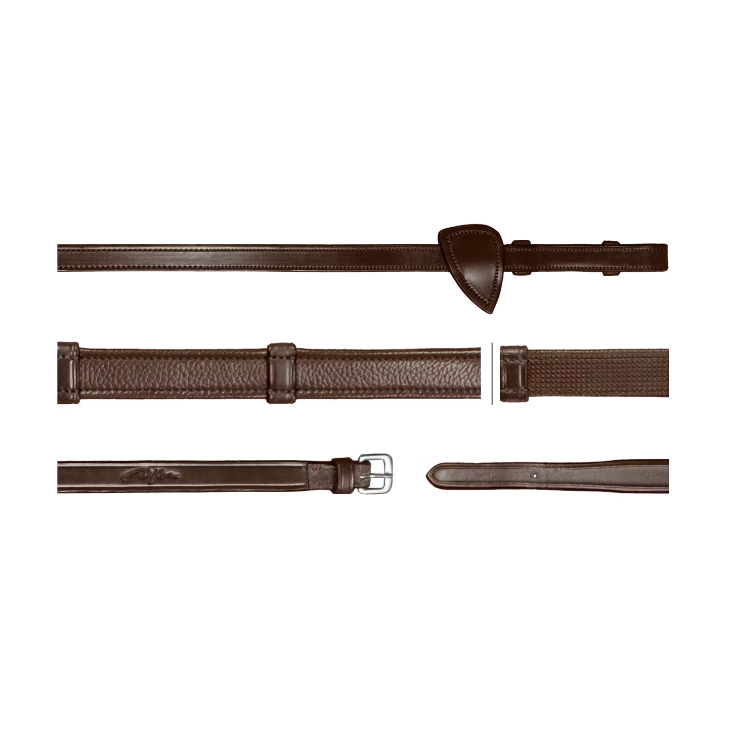 Dy'On 5/8" Hunter Reins with 7 Leather Loops - New English Collection