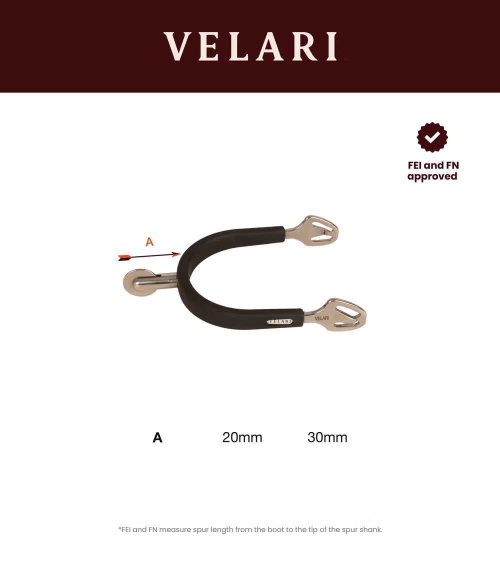 Velari Spurs - Stainless Steel with Rubber Large Wheel Rowell