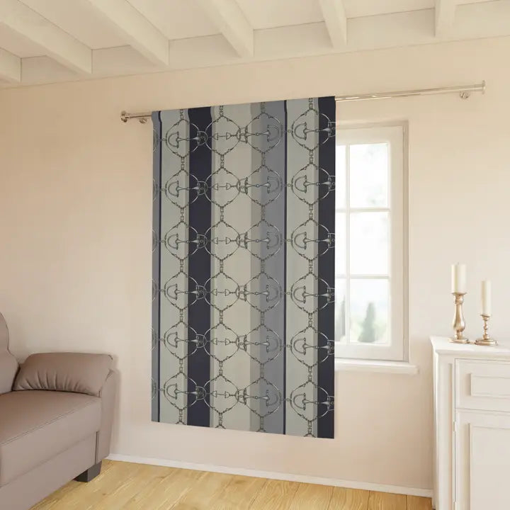 All Designs Equine - Black Out Navy Bit and Reins Curtain Panel (1 Piece)