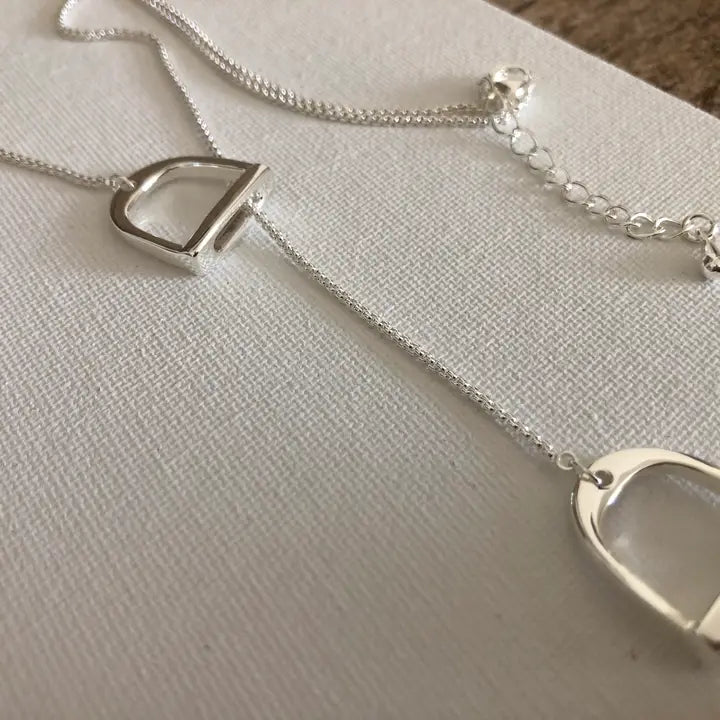 Carol Young Silver English Saddle Stirrup "Y" Necklace