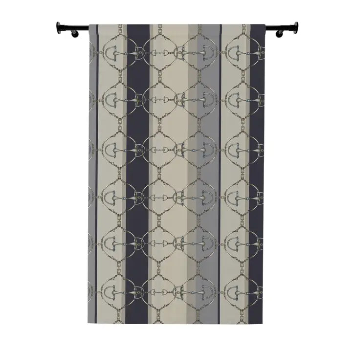 All Designs Equine - Black Out Navy Bit and Reins Curtain Panel (1 Piece)