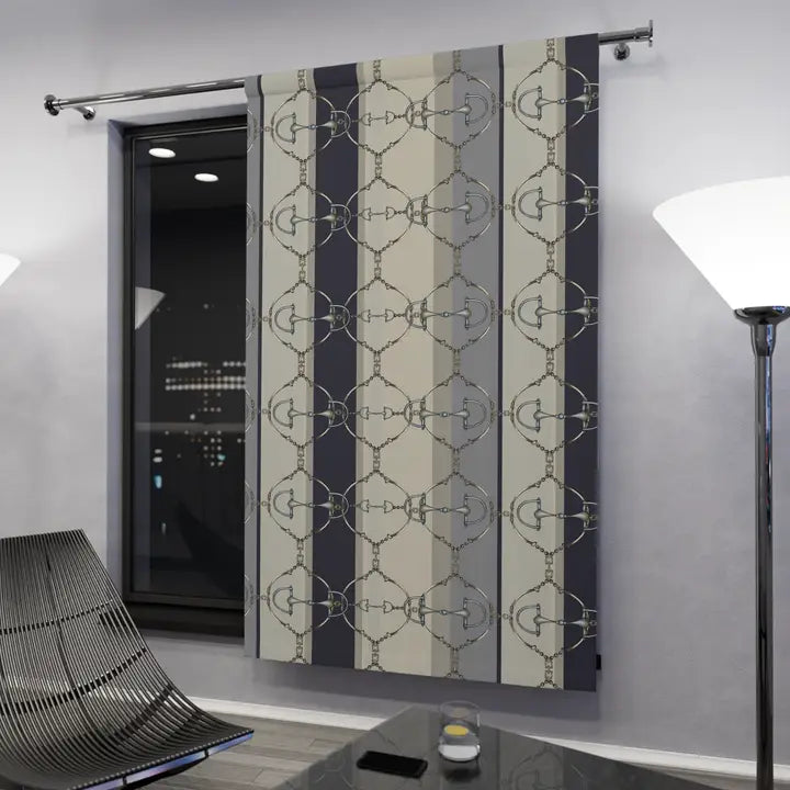 All Designs Equine - Black Out Navy Bit and Reins Curtain Panel (1 Piece)