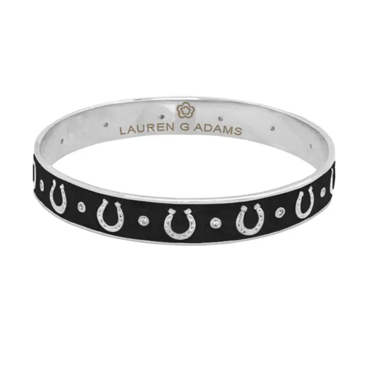 Lauren G Adams Equestrian Horse Shoe Bangle - Black/Silver