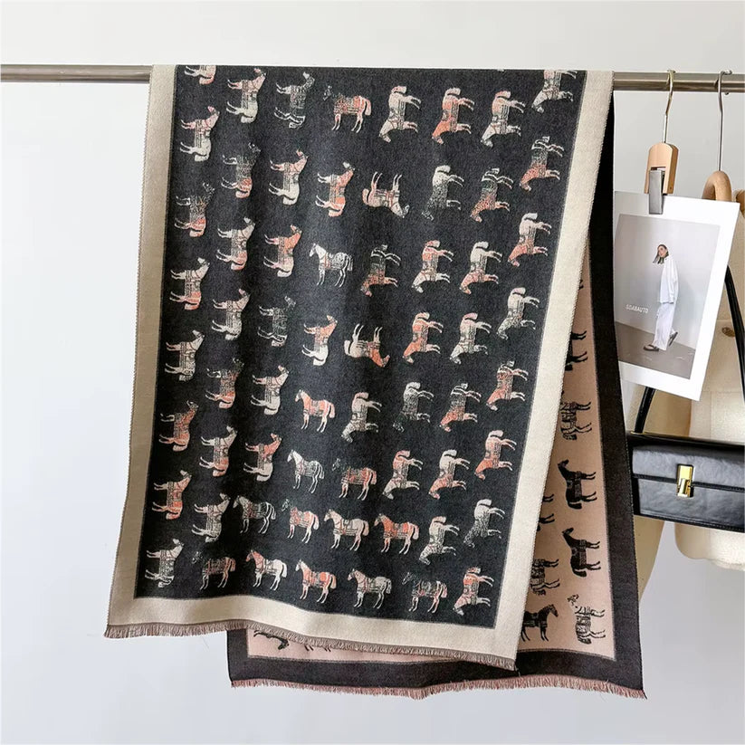 AMY Horse Design Cashmere Feel Pashmina/Shawl