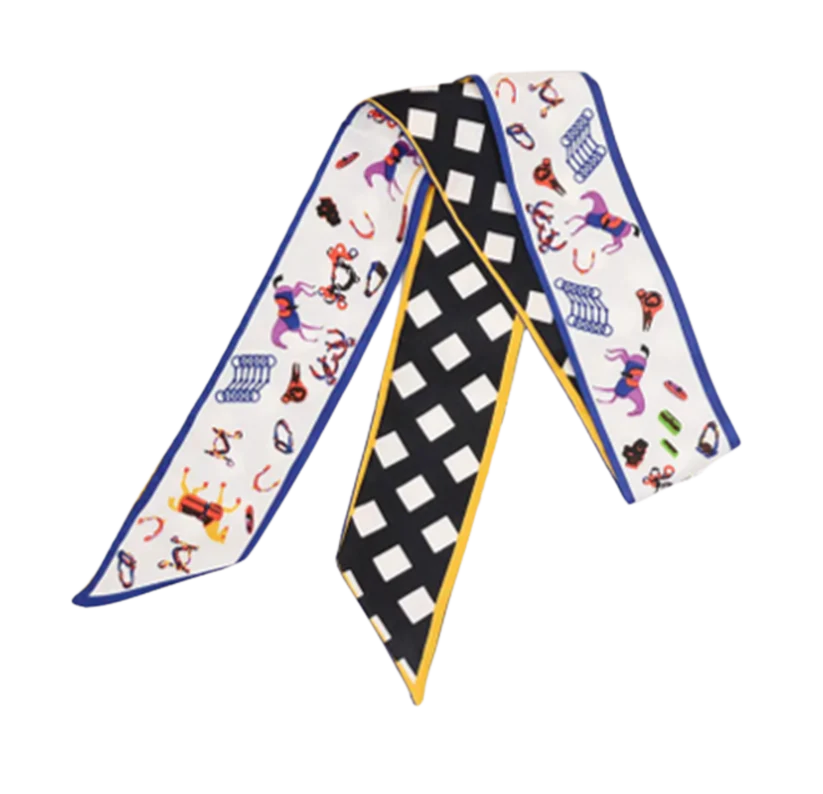 BRADEY Horse Design Twilly Scarf, Hair or Handbag Tie - 85x5cm