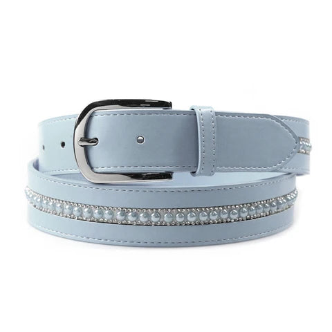Cavaleira Equestrian Elegant Leather Belt - Pale Blue