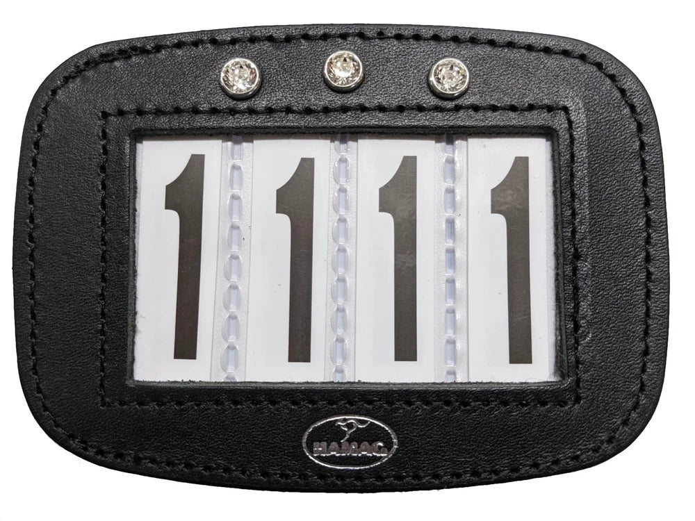 Hamag Leather Bridle Number Holders (Pair) - Swarovski Crystals
