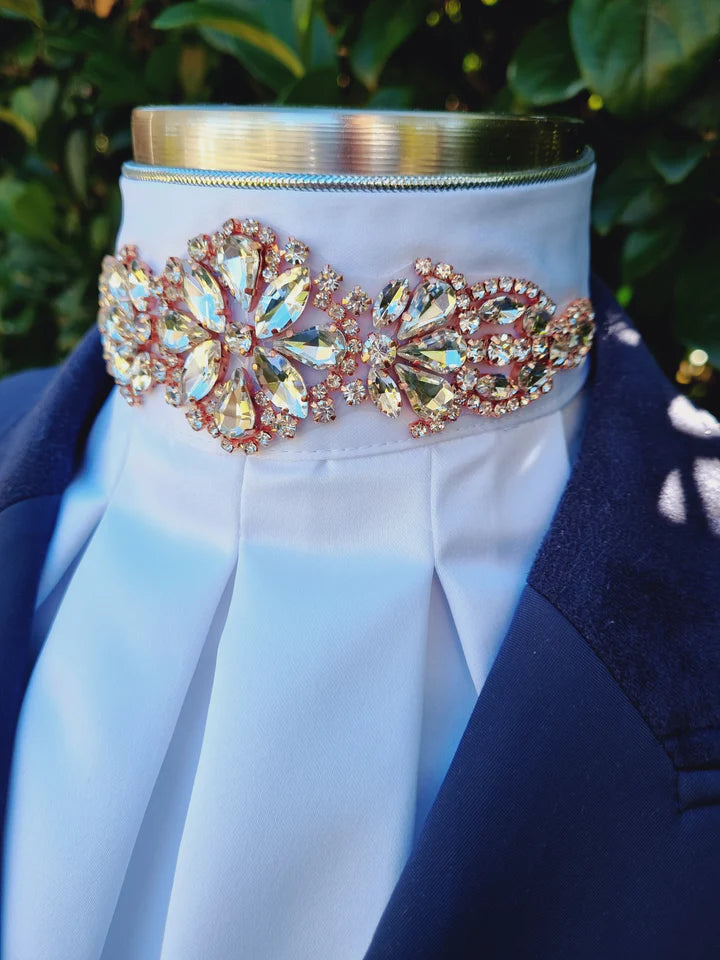 ERA Euro Royale - White Satin with Rose Gold Embellishment and Silver Piping