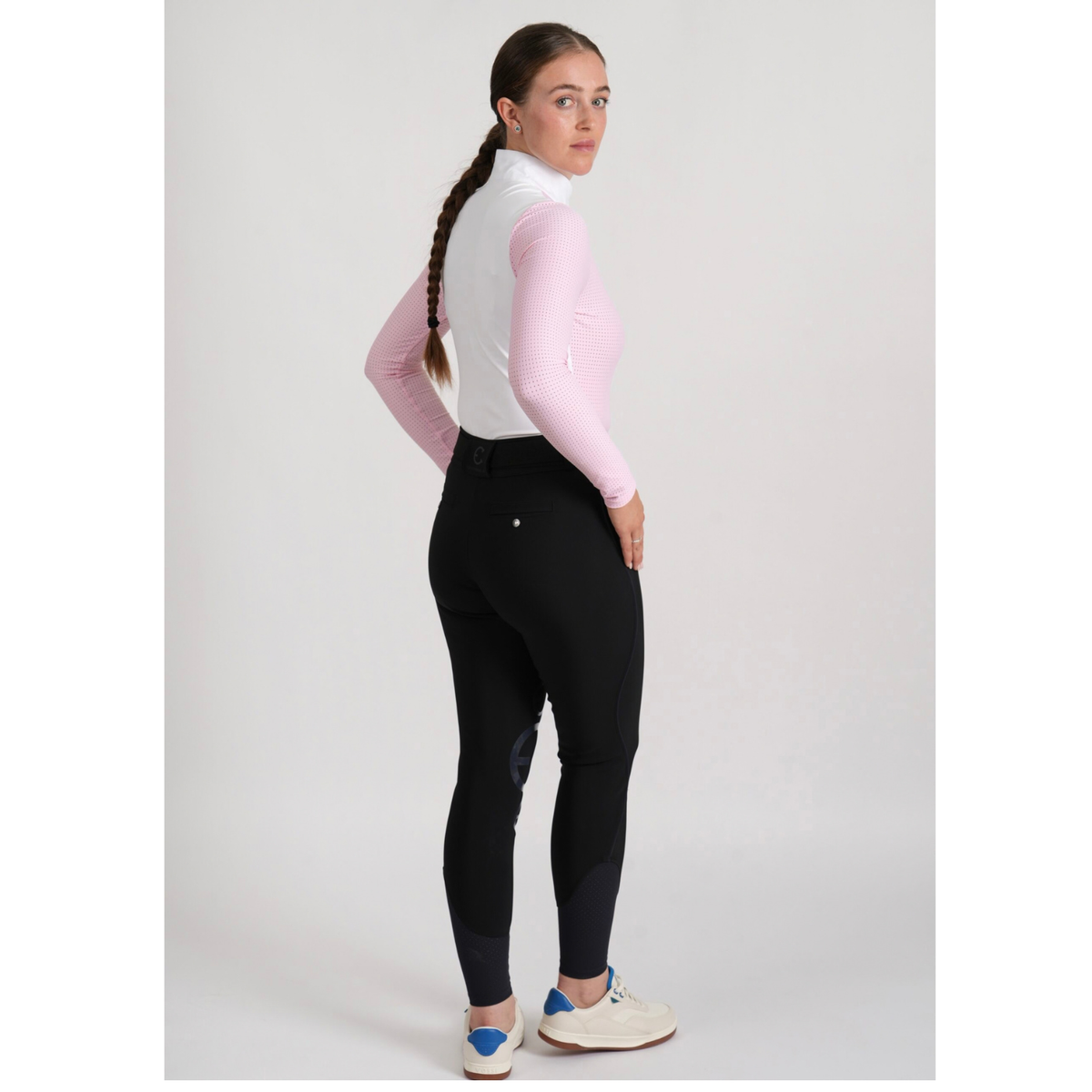 Equestrian Club Lenna LS Show Shirt - White/Pink - ON ORDER DUE END OF OCTOBER