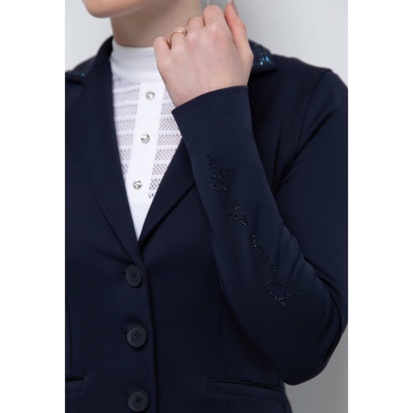 Fleur De Lys Glitter Show Jacket - Navy