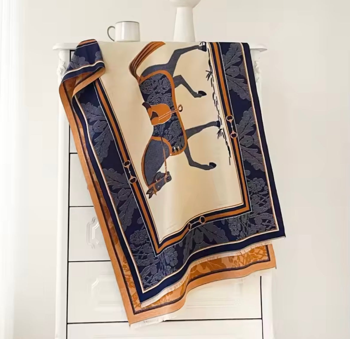 Horse Print Cashmere Blend Scarf