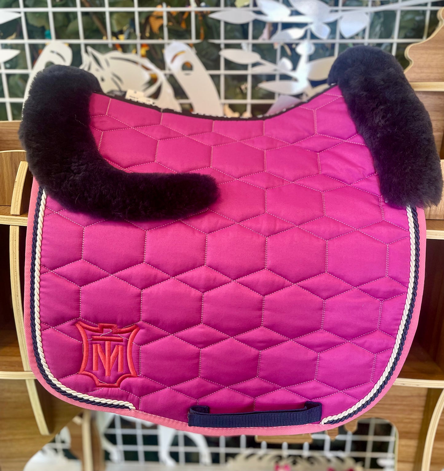 Mattes Eurofit Dressage SaddlePad - Orchid Quilt Sheen - Top Sheepskin - Small