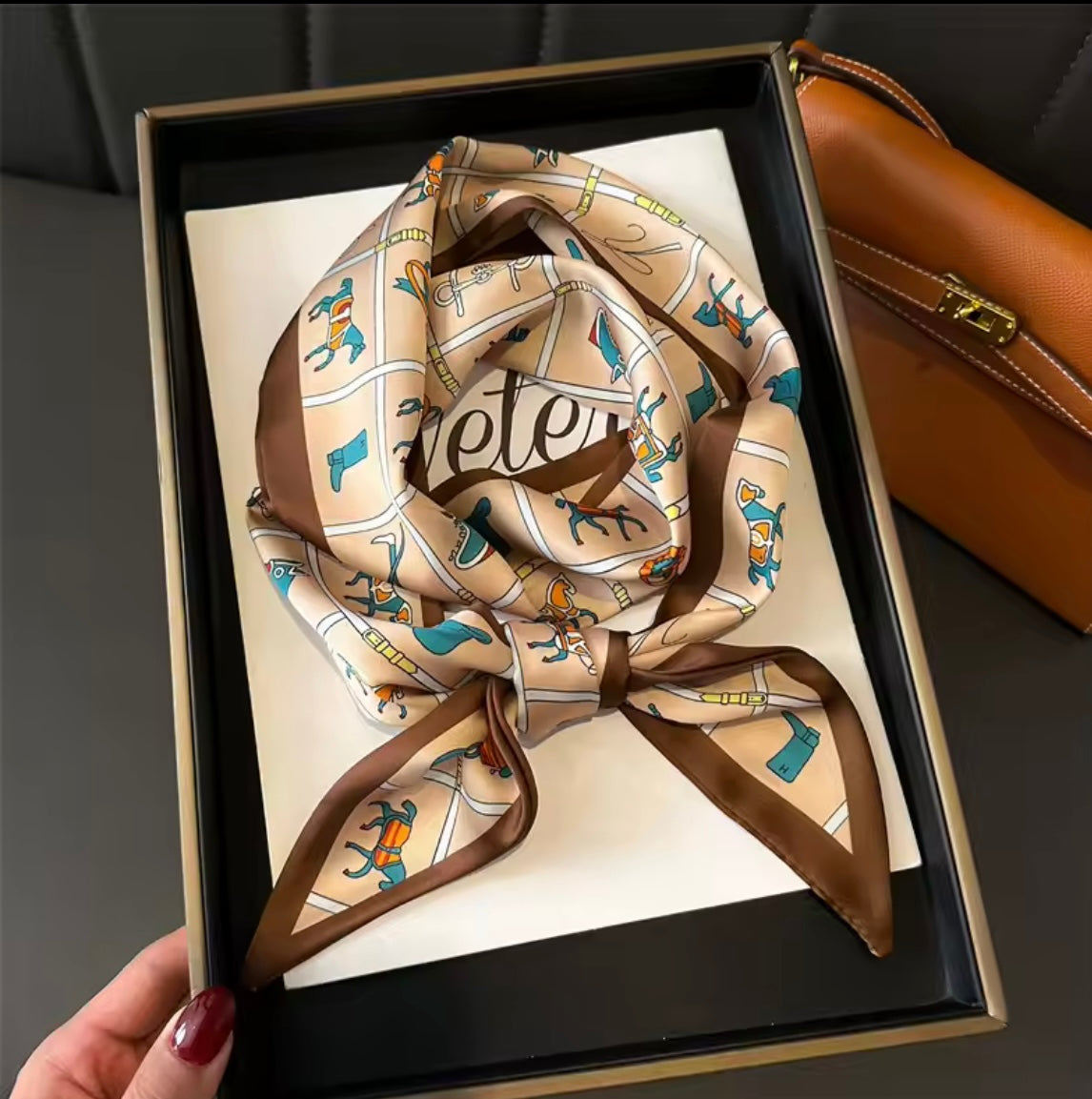 HELEN Horse Design Skinny Scarf