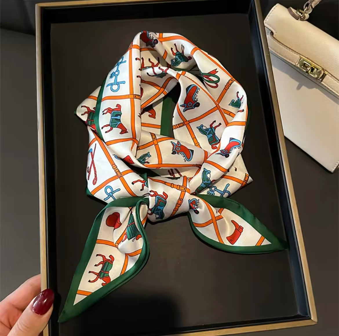 HELEN Horse Design Skinny Scarf