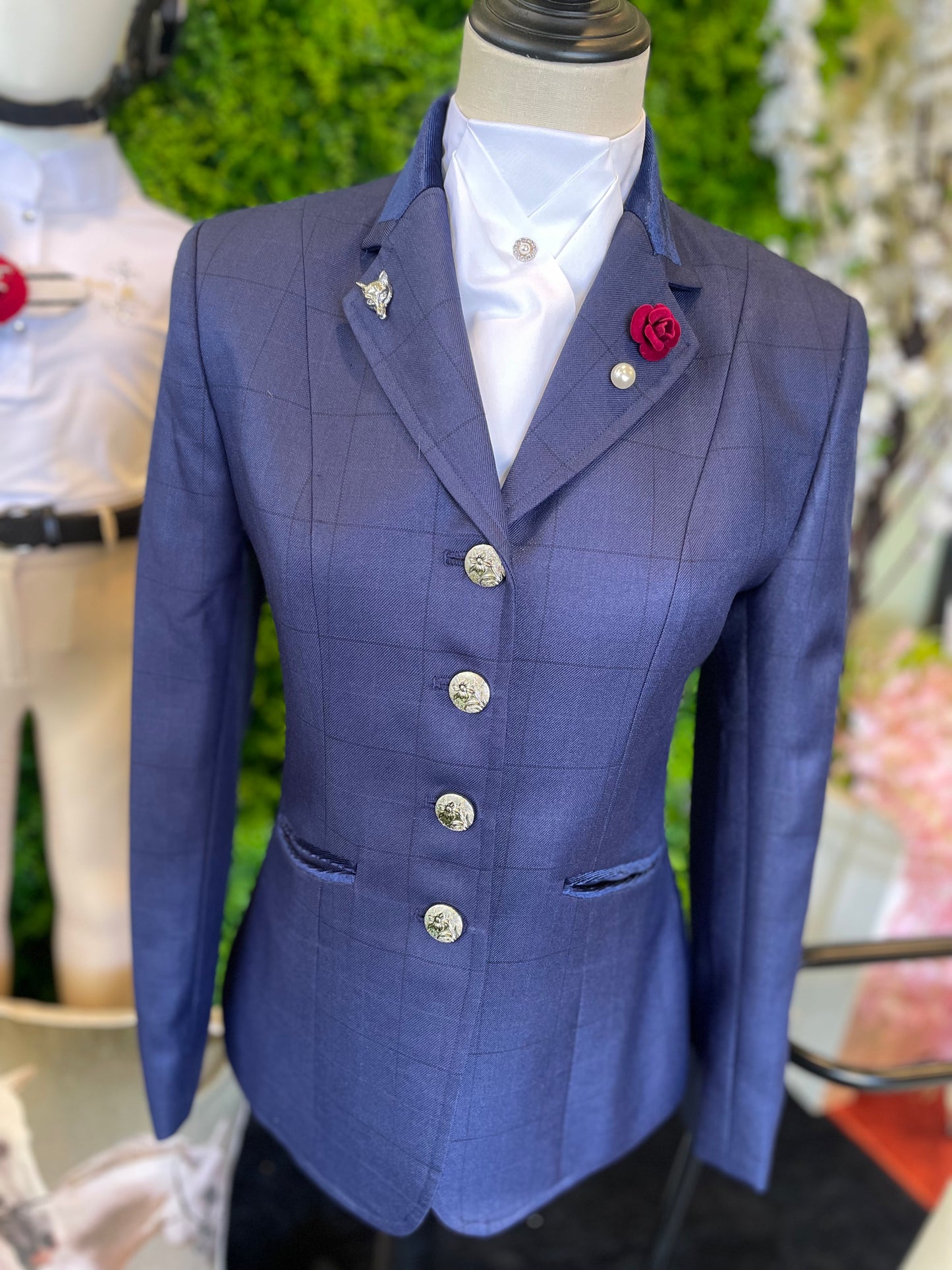 Top Shelf Ladies Navy Fine Self Check Hunter Jacket