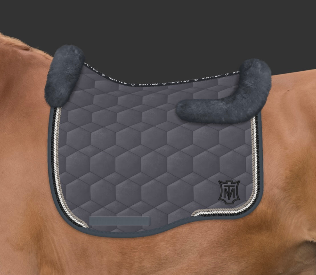 Mattes Eurofit Dressage SaddlePad - Schiefer Velvet - Top Sheepskin - Large - ON ORDER DELIVERY APPROX 01/09/2026