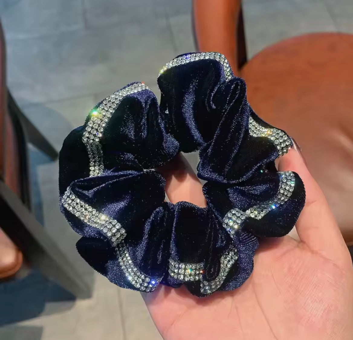 THD Velvet Scrunchie with Crystal Band