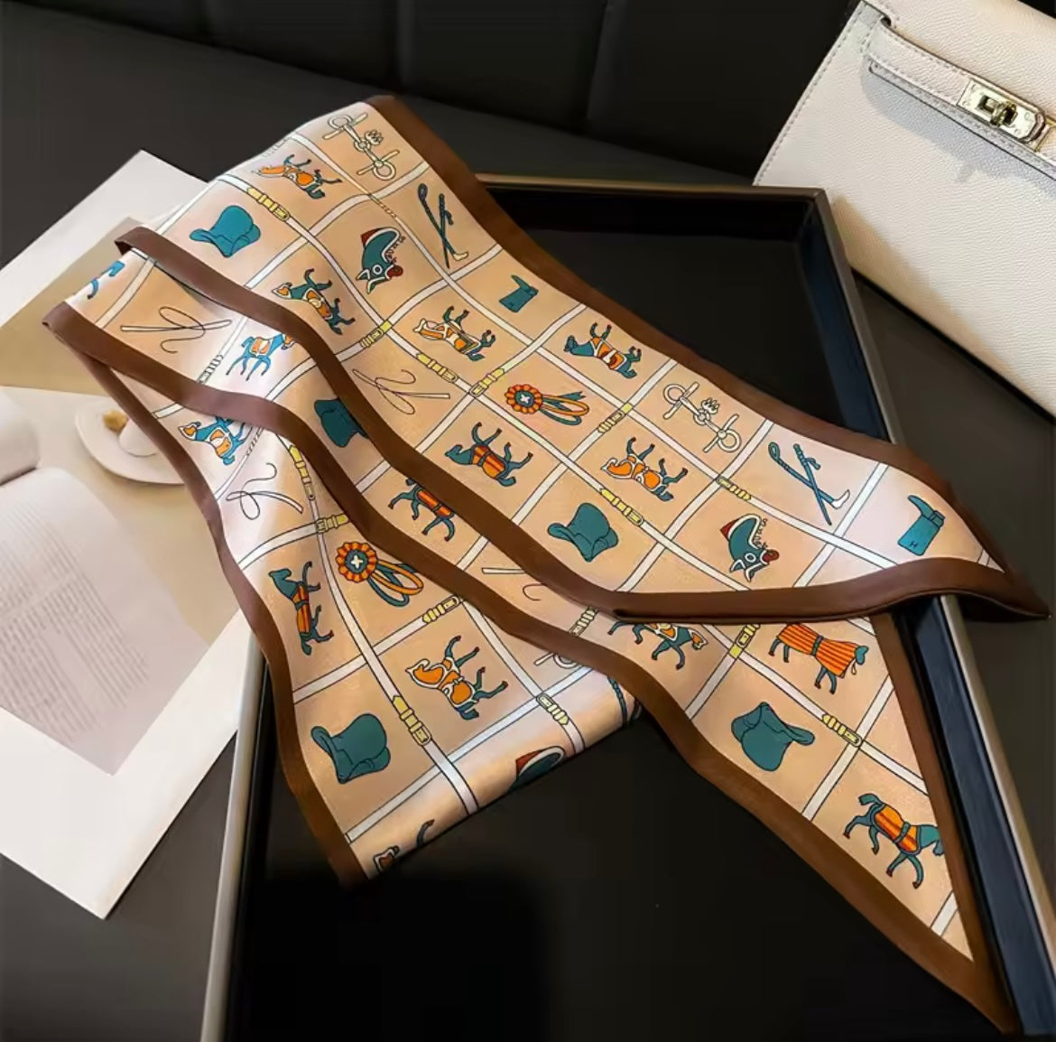 HELEN Horse Design Skinny Scarf