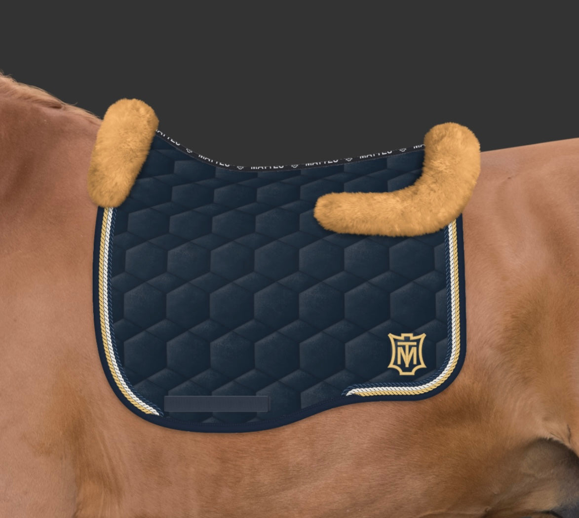Mattes Eurofit Dressage SaddlePad - Navy Velvet - Top Sheepskin - Large - ON ORDER DELIVERY APPROX 01/09/2026