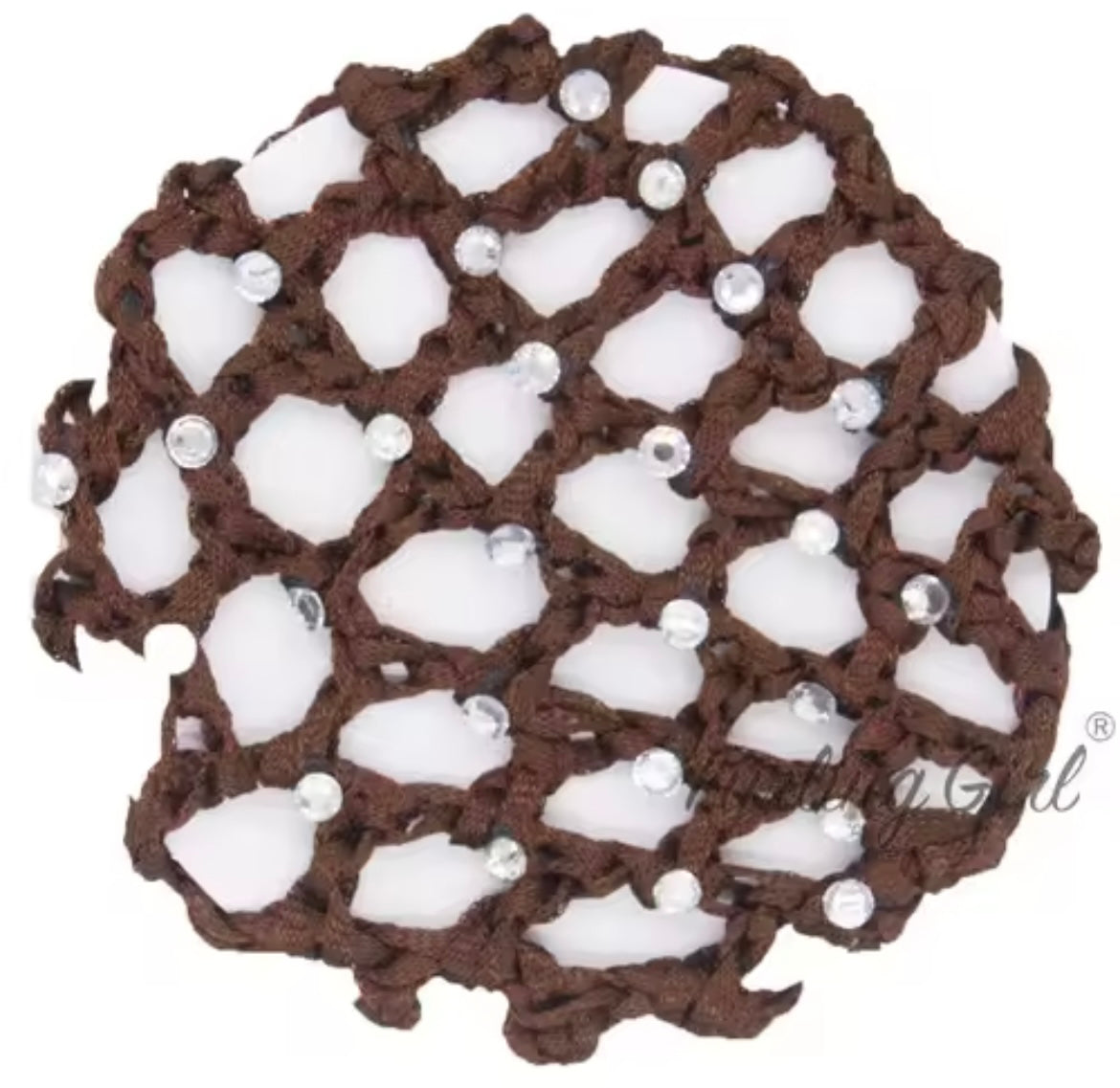 THD Crocheted Ribbon Hair Bun Net with Crystals