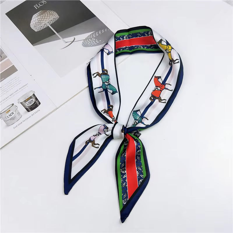 KATE Horse Design Silk Look Skinny Scarf
