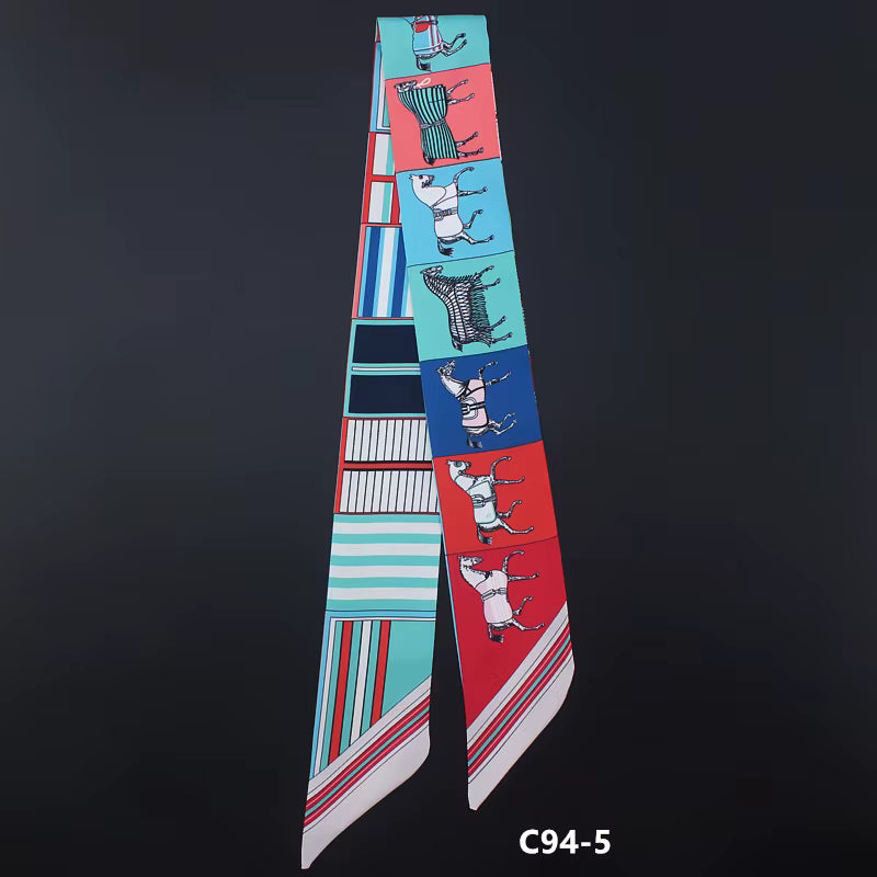 FELICITY Horse Design Twilly Scarf, Hair or Handbag Tie - 85x5cm