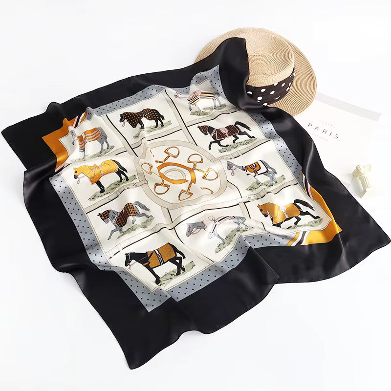 ELLE Horse Design Twill Scarf
