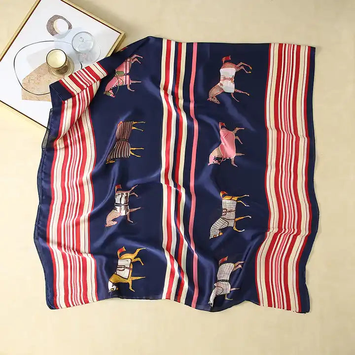 TYLER Horse Design Man Made Silk Chiffon Scarf - 90x180cm