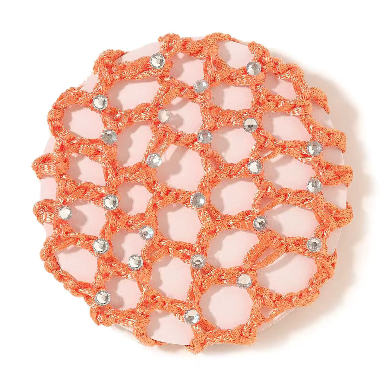 THD Crocheted Ribbon Hair Bun Net with Crystals