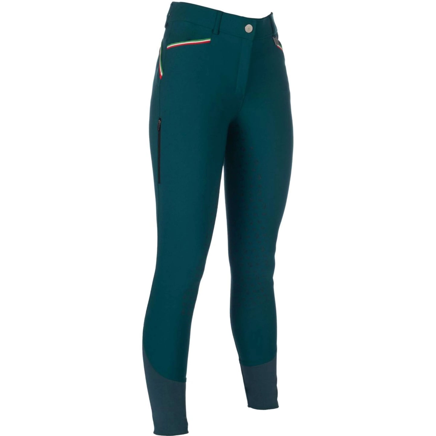 HKM Laura Garrelli Riding Breeches Full Seat - Livigno Sportive - Black & Deep Green